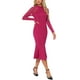 thumbnail image 4 of INSPIRE CHIC Vestido de Mujer Cuerpo Sirena Bodycon Cuello Mock Malla Transparente de Manga Larga S Rojo Rosa, 4 of 6