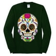 thumbnail image 2 of Wild Bobby Day Of The Dead Sugar Skull Pop Culture Men Long Sleeve Shirt, Forest Green, 3X-Large, 2 of 5