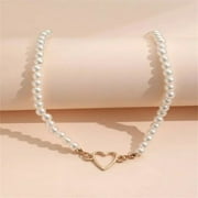 Trendy Love Heart Pearl Necklace Female Personality Travel Party Fashion Clavicle Collier Accessories Colar Perlas Collar Gift