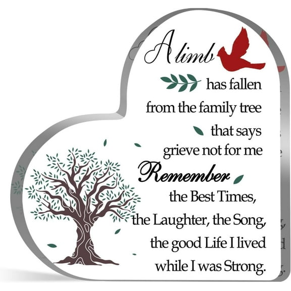 A Limb Has Fallen from Family Tree Sign Sympathy Memorial Gifts Paperweight Remembrance Bereavement Acrylic Decorations Funeral Grief Condolence Memorial Gift for Loss Loved One,4x4 inch