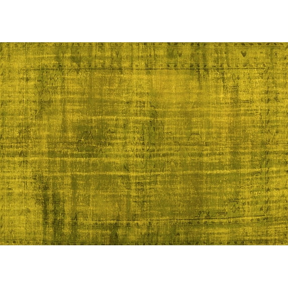 Ahgly Company Machine Washable Indoor Rectangle Persian Yellow Traditional Area Rugs, 7' x 10'