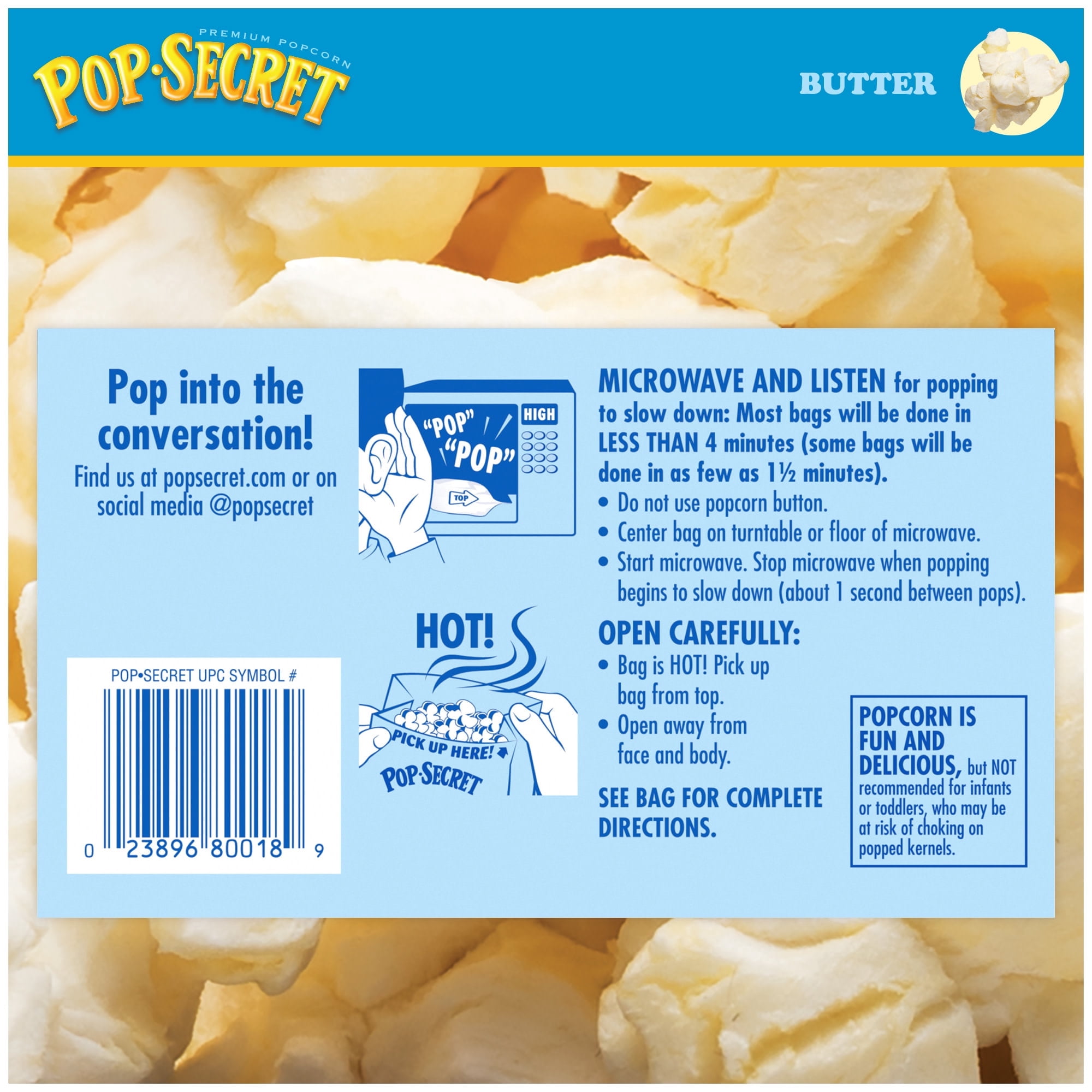 (3 pack) Pop Secret Microwave Popcorn, 100 Calorie Butter Flavor, 1.1 oz Mini Bags, 12 Ct
