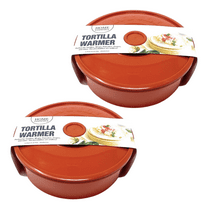 (2 Pack) Tortilla and Pancake Warmer with Lid, 8.5 x 2.75 Inch, Tortilla Server for Homes and Restaurants, Tortilla Warmer & Serving Container, Orange