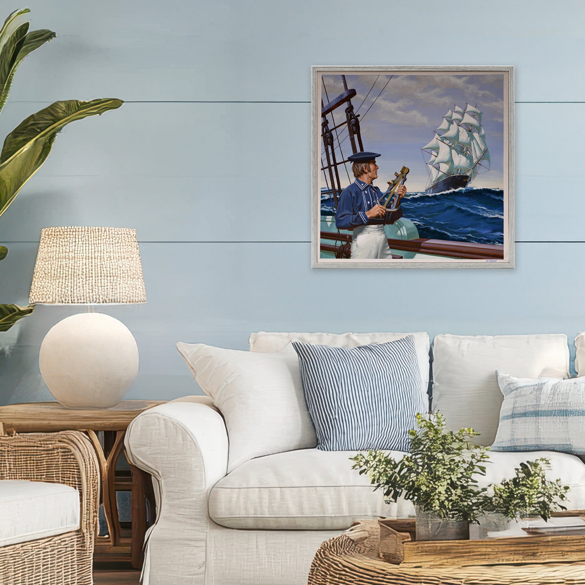 Flying Cloud Sailing Ship Gray Framed Giclee Art, design by Wind River Studios
