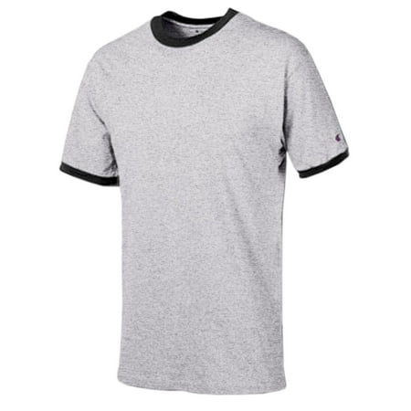 T1396 5.6 oz. Cotton Tagless Ringer T-Shirt XL Oxford Gray/Black