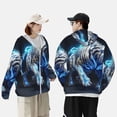 thumbnail image 5 of Picia Futuristic Blue Light White Tiger Women's Men's UPF 50+ Sun Protection Hoodie Shirt Long Sleeve SPF Fishing Outdoor UV Hiking Lightweight Shirts-X-Large, 5 of 9