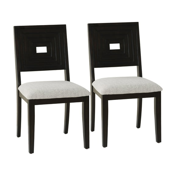Powell Isla Indoor Wood Dining Chairs, Set of 2, Espresso/Cream