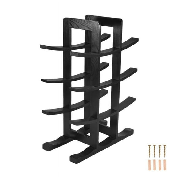 Wooden Bamboo Wine Rack 12 Bottle Bar Kitchen Dining Storage Liquor Holder Home Decor Countertop Wine Rack Holder,1 * Wine Rack,Black