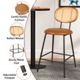 thumbnail image 3 of ExOffice Counter Height Bar Stools,24" Rattan Backrest Dining Chair,for Kitchen/Home Bar/Restaurant,Set of 2,Brown, 3 of 6
