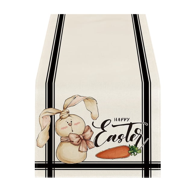 Easter Decor Easter Table Flag Holiday Bunny Egg Little Printed Linen Tablecloth Easter Home Decorations