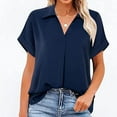 thumbnail image 6 of Women's Short Sleeve Chiffon Blouses for Office Work Business Attire Collared Shirts, 6 of 7