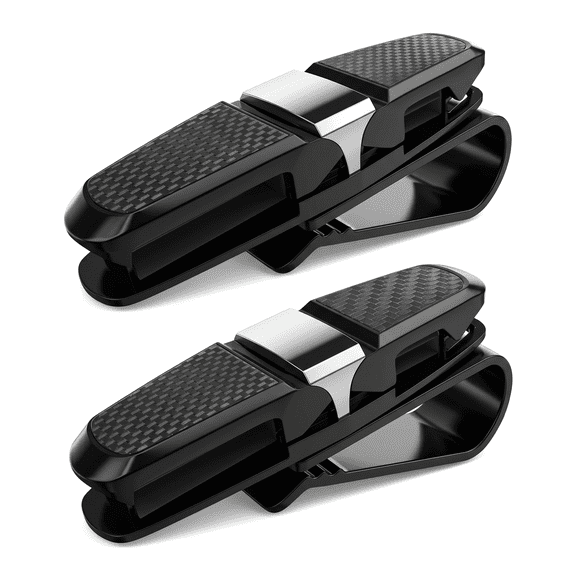 Damkogic 2 pack car sunglass holder for visor, rotatable double‑ends clip glasses holder, universal eyeglass mount for car sun visor
