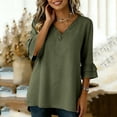 thumbnail image 6 of Ruimatai Women's Casual Linen Blouses V Neck Ruffle 3/4 Sleeve High Low Tunic Tops for Summer Daily Wear, 6 of 6
