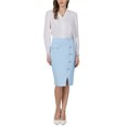 thumbnail image 2 of INSPIRE CHIC Women's Knee Length Skirt Button Decor Slit Work Formal Pencil Skirts XL Light Blue, 2 of 5