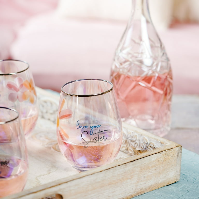 Pavilion Gift Company Iridescent Stemless Wine Glass, 18 oz, Pink, Purple &  Yellow - Walmart.com
