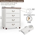 thumbnail image 3 of Joaxswe 4 Drawer Dresser for Bedroom, 37.1" Tall Modern Chest of Drawers, Wood Storgae Organizer for Bedroom, Living Room, Hallway, White, 3 of 10