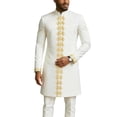 thumbnail image 5 of African Style Wedding Embroidered Round Neck Long Sleeve Top With Pants Two Piece Formal Attire For Groom Men's Traditional Dashiki Suit Slim Fit, 5 of 6