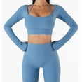 thumbnail image 3 of Ropa Deportiva Femenina, Top De Yoga De Manga Larga De Poliuretano De Nylon Transpirable Con Almohadillas Para El Pecho Para Ir De Compras ANGGREK No, 3 of 6