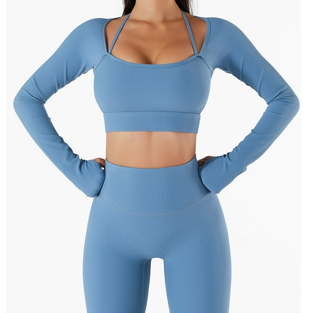 Top De Yoga Para Mujer, Ropa Deportiva Femenina Con Cuello Redondo, Orificio Para El Pulgar Elástico, Poliuretano Transpirable Con Almohadillas Para El Pecho Para Gimnasio ANGGREK Otros