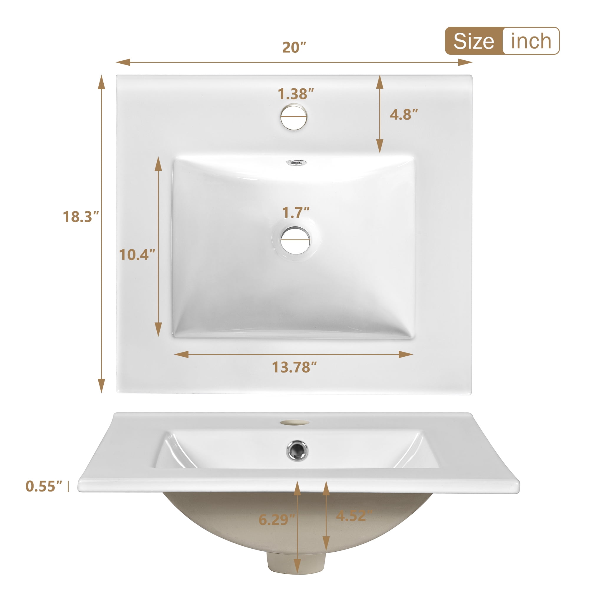 Harper & Bright Designs 20" White Bathroom Vanity with Sink, Modern Bathroom Cabinet Freestanding with Drawer, Wood Bathroom Storage Cabinet with Adjustable Shelf for Small Space