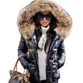 thumbnail image 4 of Joernso Women Autumn Winter Faux Fur Hood Zipper Warm Down Coat Outdoor Parka Outerwear, 4 of 5