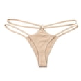 thumbnail image 1 of Culottes pour Femmes - Style Bikini Uni, Fines Bretelles, Triangle Taille Basse, Beige, Taille TTG, 1 of 2