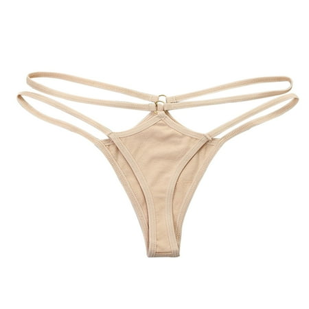 

ZMHEGW 12 Packs Womens Underwear Seamless Solid Color Bikini Style Thin Straps Hollow Out Triangle Low Waist Panties