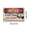 thumbnail image 4 of Placa Metal Vintage Pared Con Pintura Hierro Rectangular Advertencia Pollos 30x20cm, 4 of 9