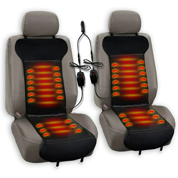 Zone Tech 12V Black Travel Seat Cover Cushion with Heating Function for Chilly Climates - Comfortable and Warmth During Long Drives
