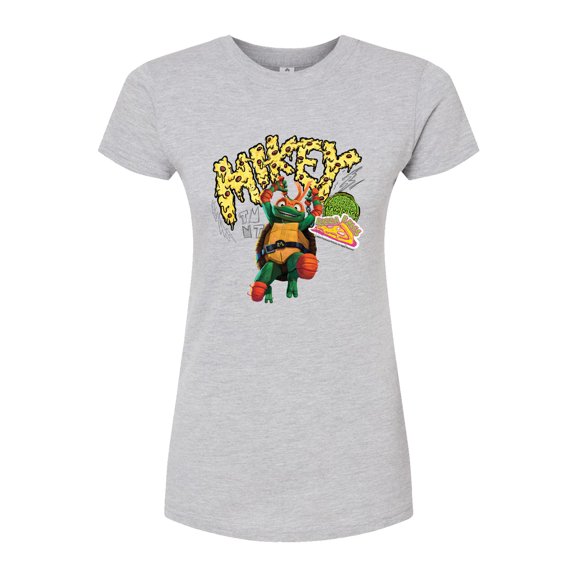 Teenage Mutant Ninja Turtles: Mutant Mayhem - Michelangelo AKA Mikey - Pizza Rules - Juniors Fitted Graphic T-Shirt