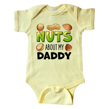 

Inktastic Nuts About My Daddy Peanut Almond Pistachio Gift Baby Boy or Baby Girl Bodysuit