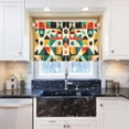 thumbnail image 5 of Yayeee Kitchen Curtains Tier Pair Light Filtering 27"x36" Rod Pocket Short Cafe Window Panel, Beige Geometric, 5 of 7
