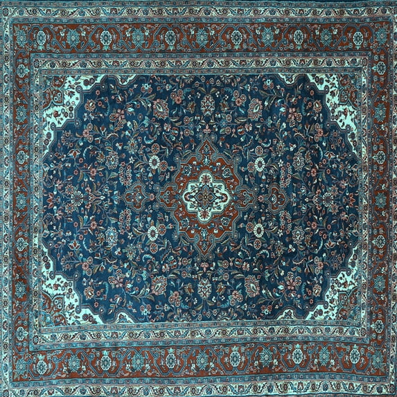 Ahgly Company Indoor Square Persian Light Blue Traditional Area Rugs, 7' Square