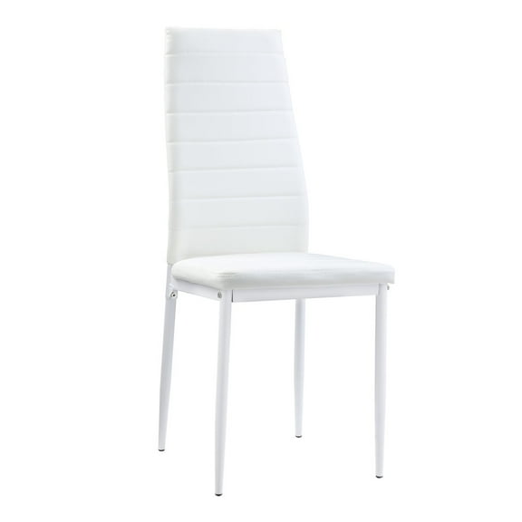 Lexicon Florian Modern Metal Dining Room Chairs in White (Set of 2)