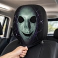 thumbnail image 4 of 2PCs Ghost Face Headrest Covers, Halloween Car Accessories, Scary Face Printing Auto Seat Universal Elastic Models Headrest Protector (D), 4 of 6