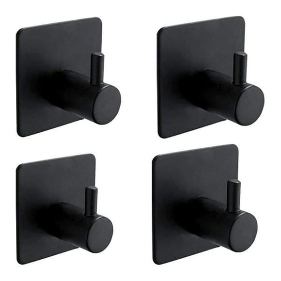 Jinsinto 4 Pieces 3M Adhesive Hook, Bathroom Wall Adhesive Hook, Stainless Steel Adhesive Self-Adhesive Hook, Black