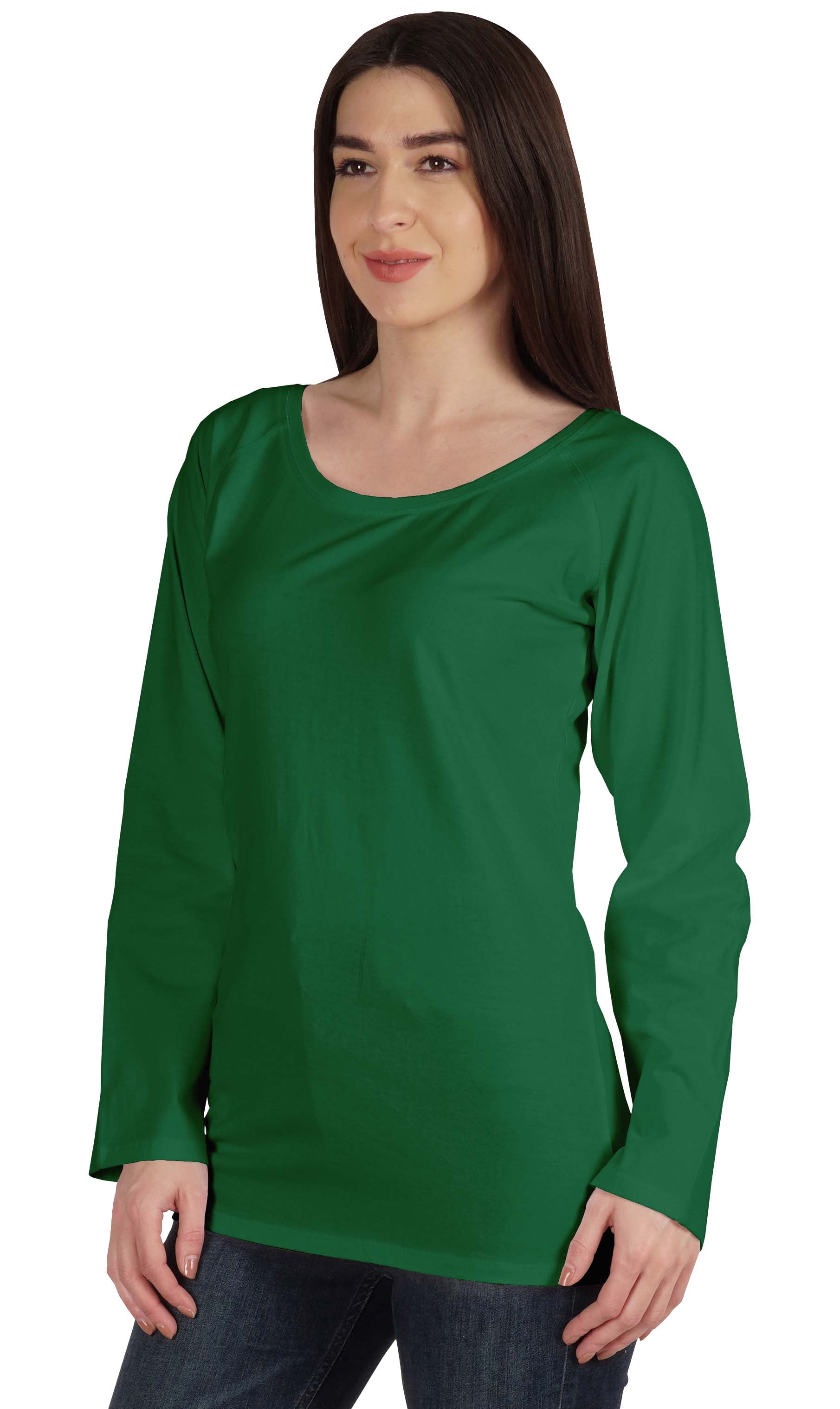 Inkmeso Solid Raglan Full Sleeve T-shirt For Women Scoop Neck Baseball Tee Casual Tops