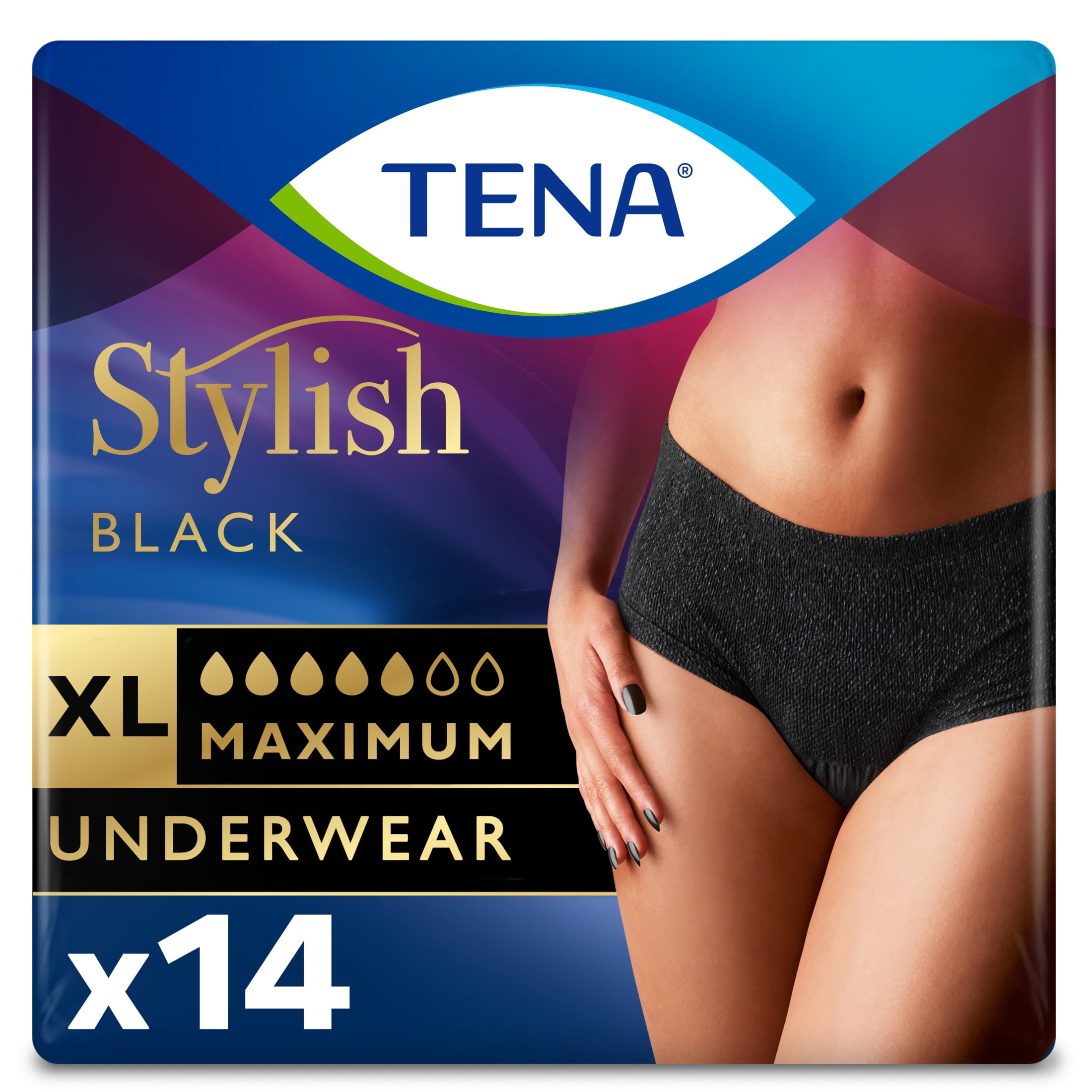 Tena Stylish Black Disposable Adult Diapers Panties for Women