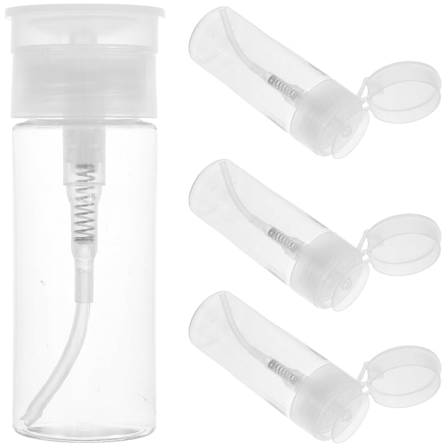 1 Set 100ml Bouteilles de Dissolvant de Vernis à Ongles Distributeurs à Pompe (Blanc)