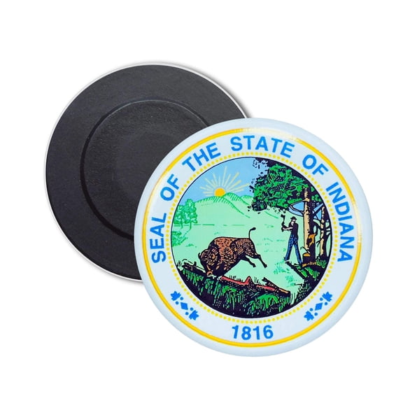 Round Magnet - State Seal Indiana - USA | Refrigerator  Locker Decor, Travel Souvenir Gift, Collectible Keepsake, Home  Office Display