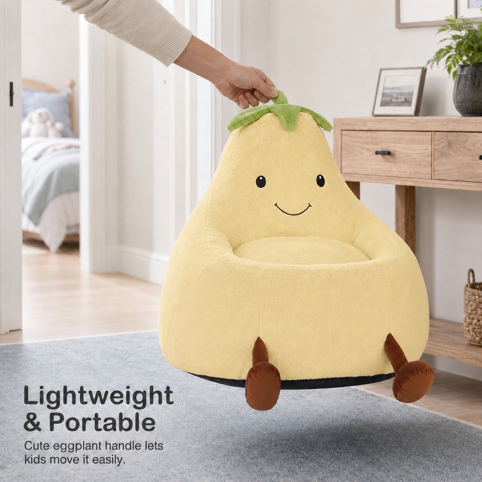 Alvantor Kids Bean Bag Chair, Stuffed Toddler Couch with Artificial Rabbit Fur Cover for Teens & Kids, Comfy Lazy Sofa Chair for Reader, Living Room, Bedroom