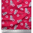 thumbnail image 1 of Soimoi Pink Heavy Satin Fabric Leaves & Ranunculus Floral Fabric Prints By Yard 54 Inch Wide, 1 of 3