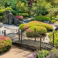 thumbnail image 3 of Resenkos Garden Bridge, Garden Ornament Bridge,Metal Arch Backyard Garden Bridge, Safety Siderails, Arc Footbridge, Bronze, 3 of 11