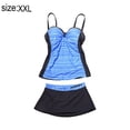 thumbnail image 2 of Traje de baño de dos piezas para mujer, push up, estampado, tankini, azul, 2 of 7