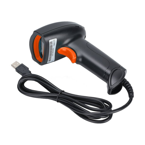 Lector de código de barras portátil con lectura de 360°, resistente al polvo y al agua, lector de códigos QR USB, color negro y naranja