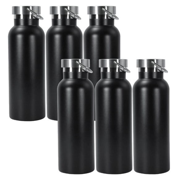 17 oz Wide Mouth sports water bottle Vacuum Insulated Stainless Steel Water Bottle for Travel, School I Kids, Adults powder coated black 6 pack
