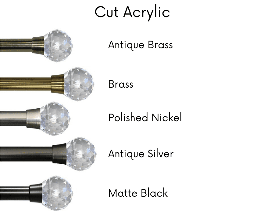 Linen Avenue Faceted Acrylic Single Window Curtain Rod Set, 28 to 48-inch, Brass