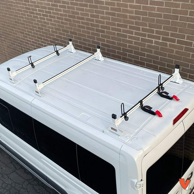 Vantech Ford Transit (Cargo) 2015-On 3 Barres Rack Profil Bas 54 Pouces Barres Aluminium Blanc