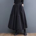 thumbnail image 6 of Women A-Line Skirt - Elastic High Waist Lace-up Large Hem Maxi Skirt with Pockets Solid Color Casual Long Skirt, 6 of 8