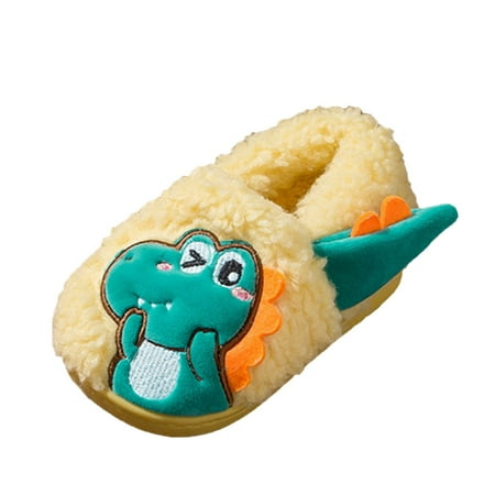 

ZHUASHUM Baby For Shoes Autumnand Winter Boys And Girls Slippers Flat Bottom Soft Light And Comfortable Warm Cover Heel Cute Cartoon Dinosaur For Kids